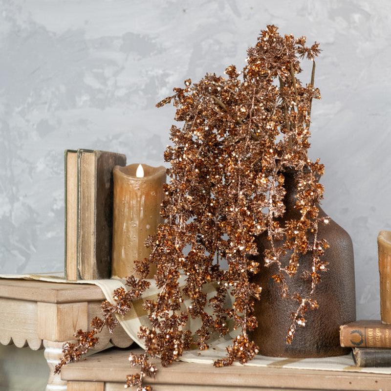 16" Bronze Glitter Buds Stem