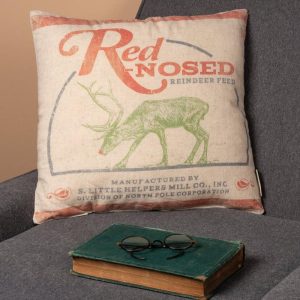 16" Red Nosed Reindeer Accent Pillow