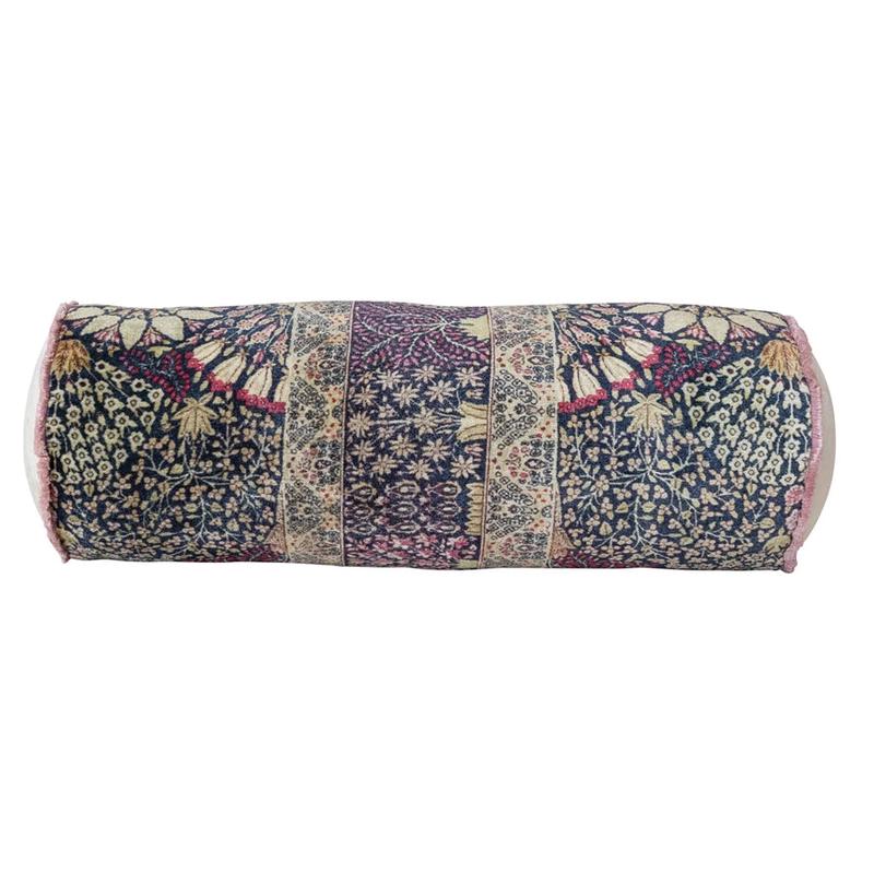 22" Velvet Botanical Print Bolster Pillow