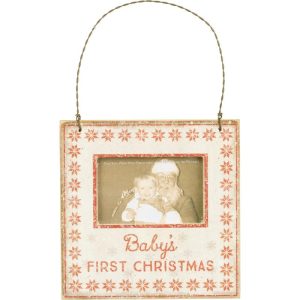 Baby's First Christmas Wooden Photo Frame Ornament
