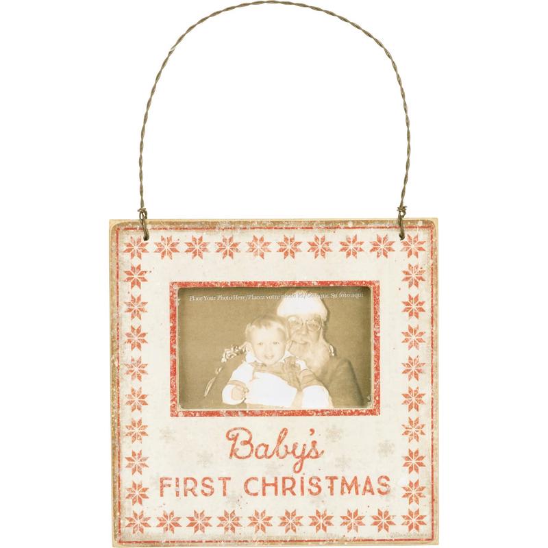 Baby's First Christmas Wooden Photo Frame Ornament