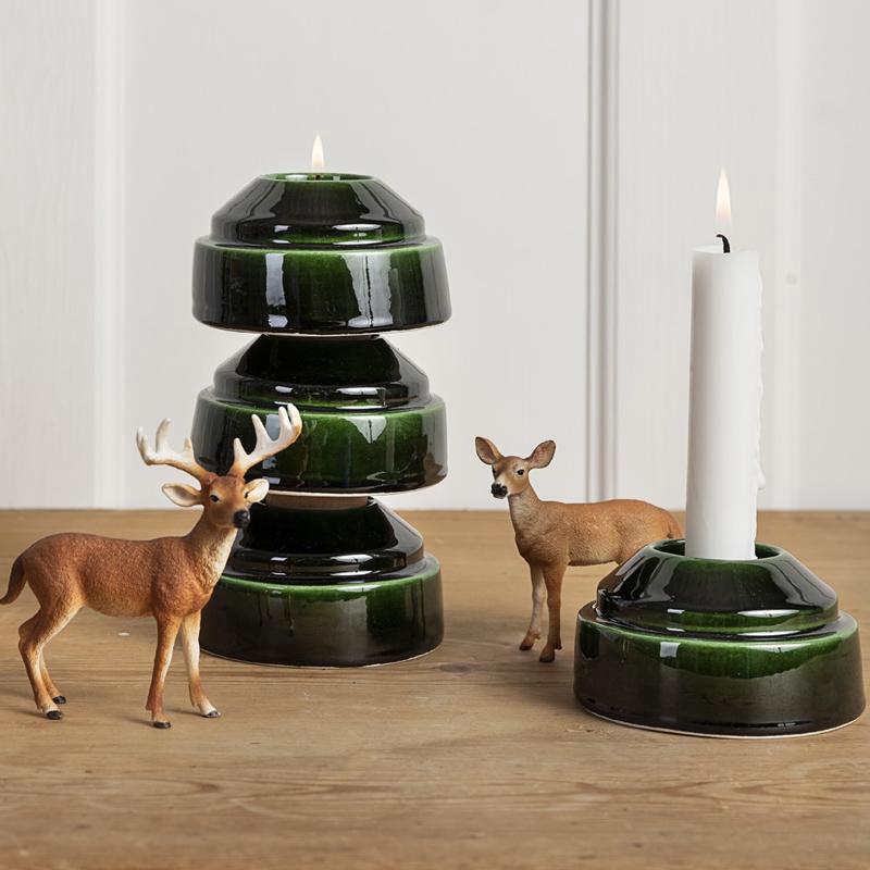 Bergs Potter Hoff Glazed Emerald Green Candleholder