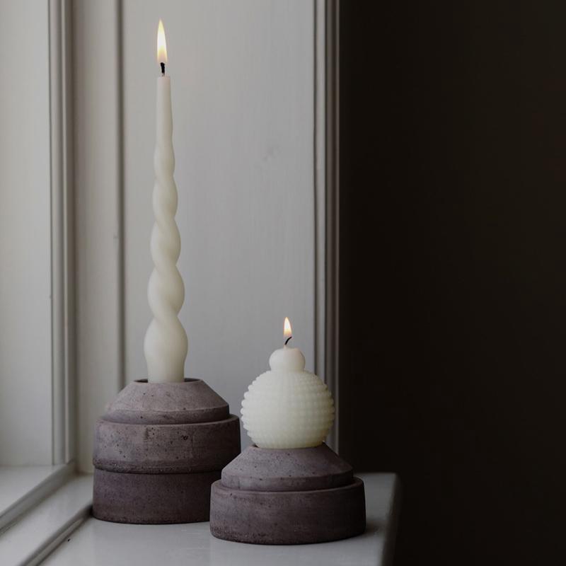 Bergs Potter Hoff Raw Grey Candleholder