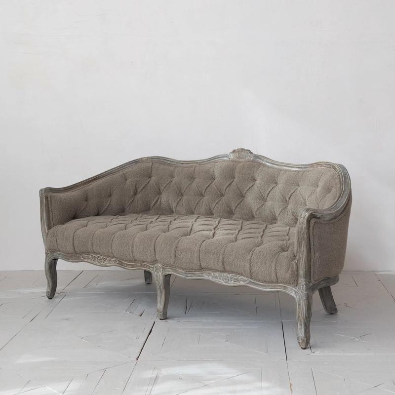 Boucl Fabric Upholstered Pintucked Sofa - More Coming Soon