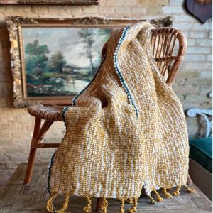 Chunky Woven Ochre/Teal Throw