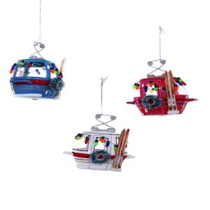 Cody Foster Glass Ski Slope Gondola Glass Ornament