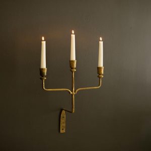 Forged Iron Antique Brass Triple Taper Wall Sconce - More Coming Soon