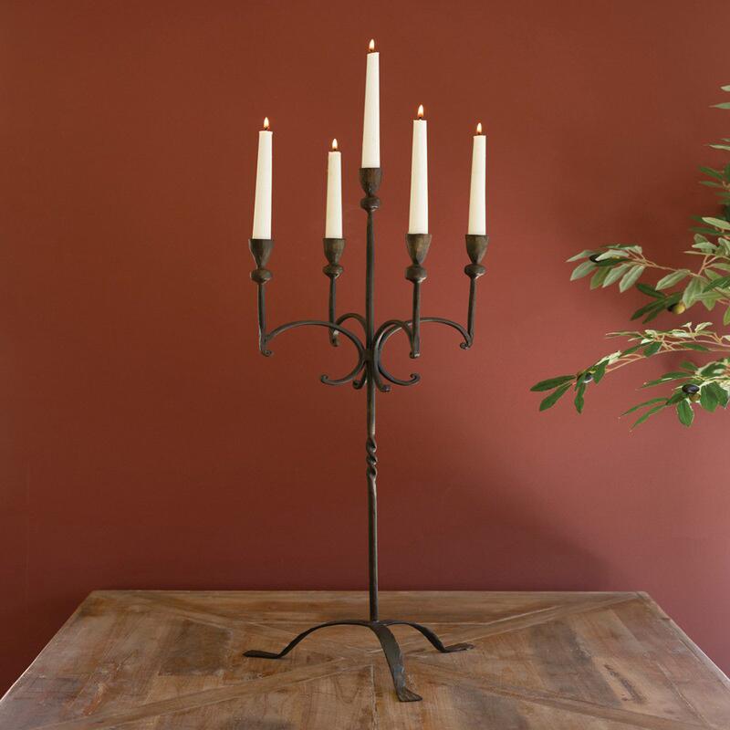 Forged Iron Rustic Five Taper Candelabra - Preorder
