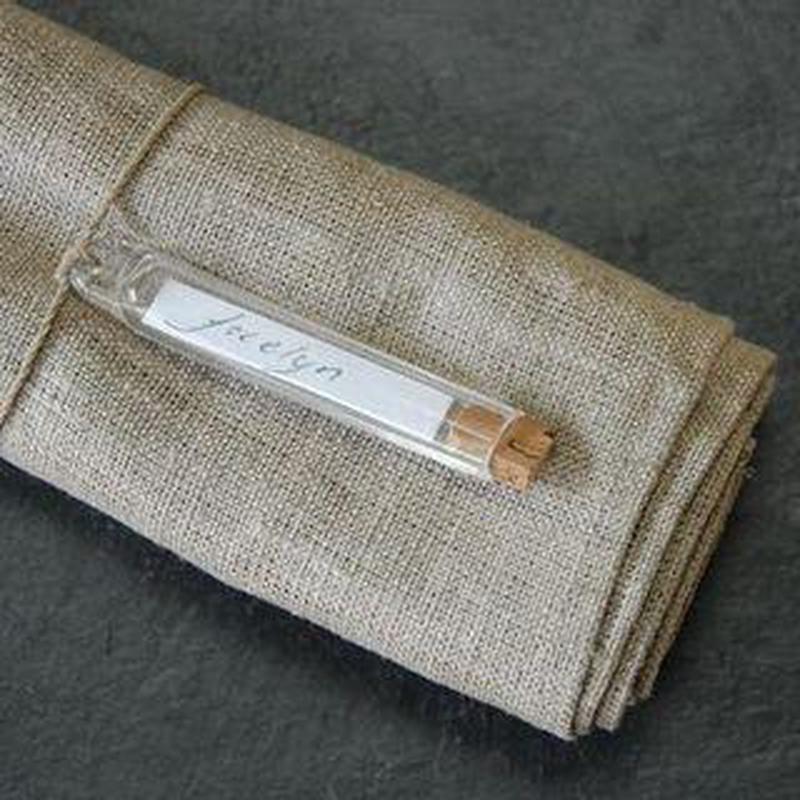 French Glass Vial for Place Setting or Keepsake with Twine