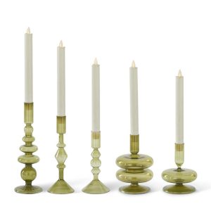 Handmade Green Glass Taper Candleholder - Choose Style