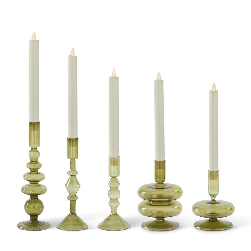 Handmade Green Glass Taper Candleholder - Choose Style