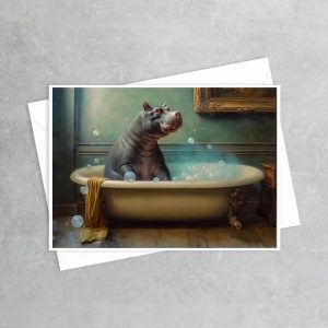 Hippopotamus in the Bathtub - Note Card