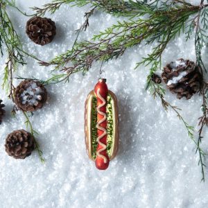 Hotdog With Mustard And Relish Glass Ornament