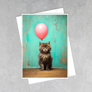 Kitten with Balloon - Note Card