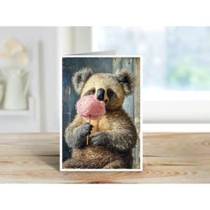Koala Bear with Cotton Candy - Note Card