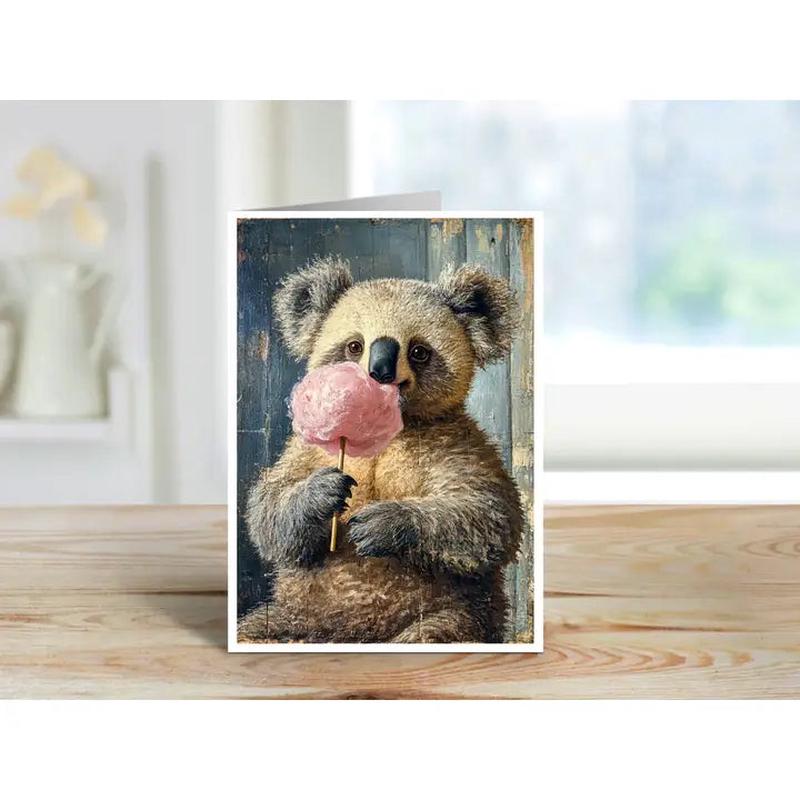 Koala Bear with Cotton Candy - Note Card