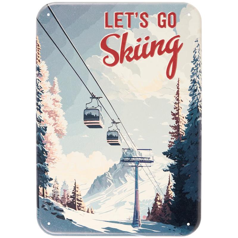 Let's Go Skiing Wall Decor Sign