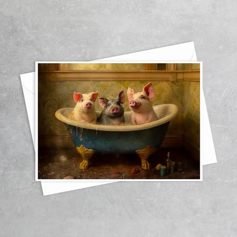 Pigs in the Bathtub - Note Card
