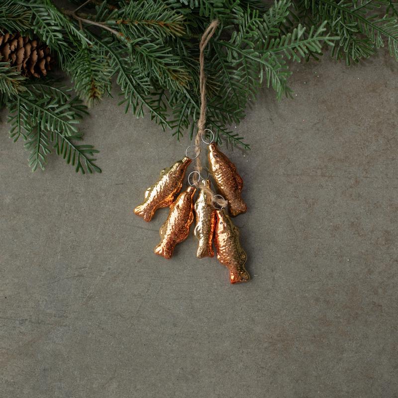 Pink Fish Cluster Glass Ornament