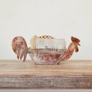Primitive Style Rooster Container