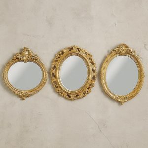 Set of 3 Vintage Style Gold Mirrors