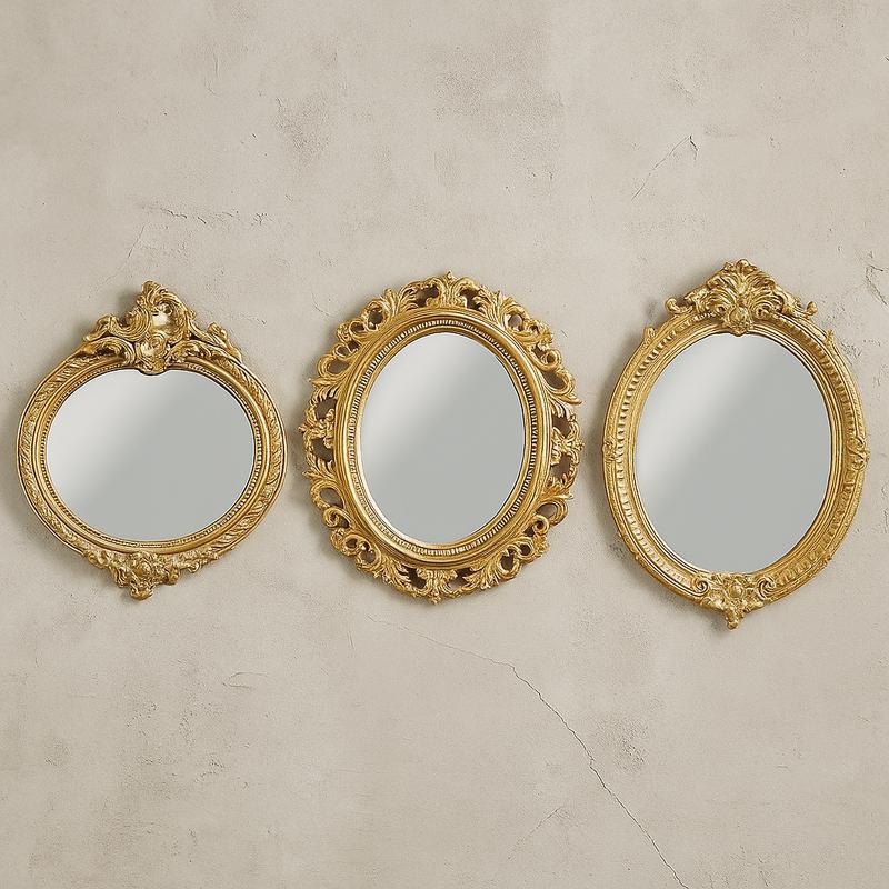 Set of 3 Vintage Style Gold Mirrors