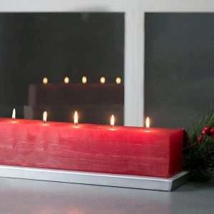 Vance Kitira  22.75 Inch Scentless Cranberry Color Brick Candle