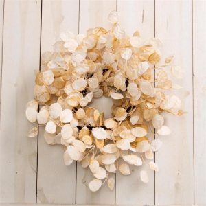 25" White Silver Dollar Eucalyptus Wreath