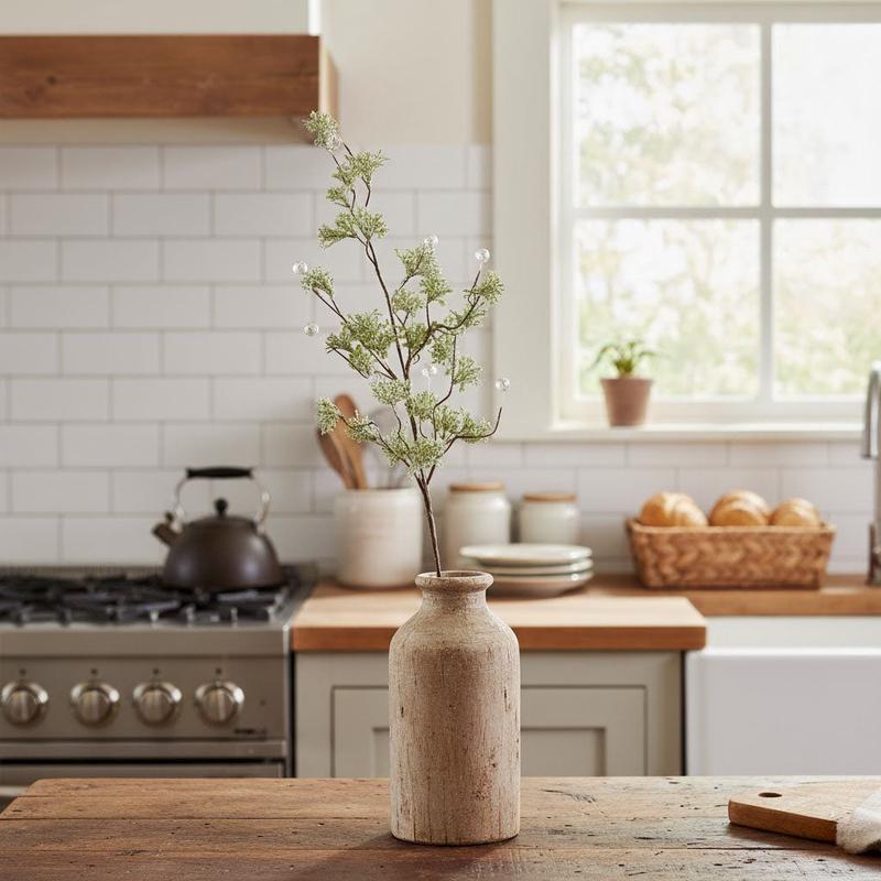 28" Green Glittered Stem w/Silver Beads