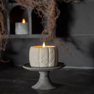 3.75" 3D Flame Jack O Lantern Candle - Cream