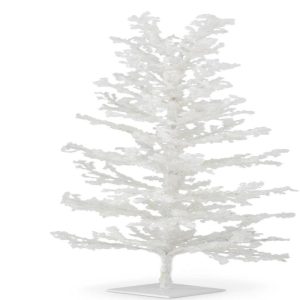 30" Silver Glittered White Ice Tree