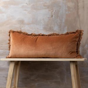 35" Velvet Terracotta Lumbar Pillowcase