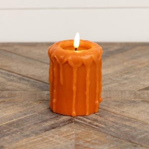 4" Orange 3D Flame Pillar Candle