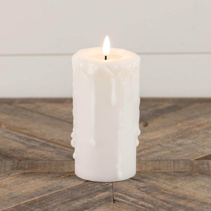6" White 3D Flame Pillar Candle