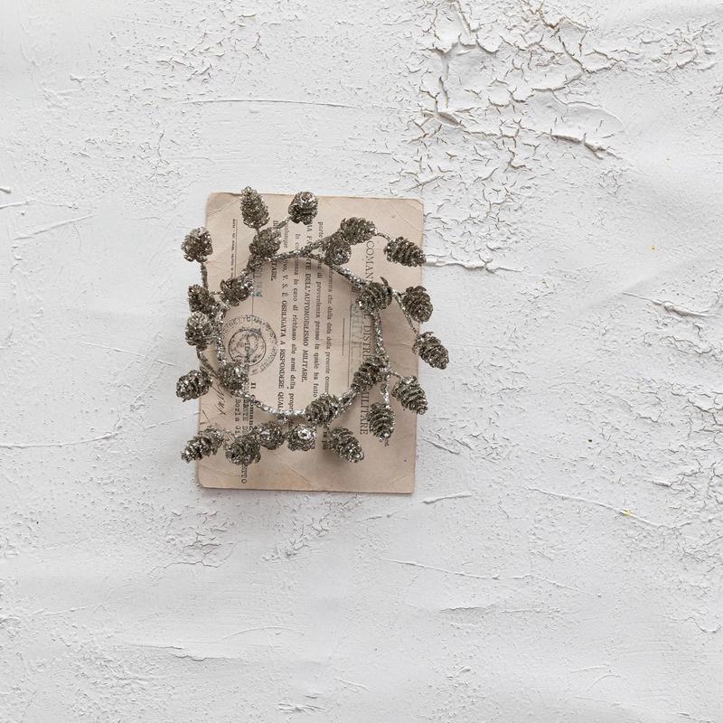 7' Pewter Finish Pinecone Candle Ring