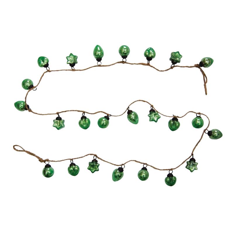 72" Green Mercury Glass Assorted Ornament Garland