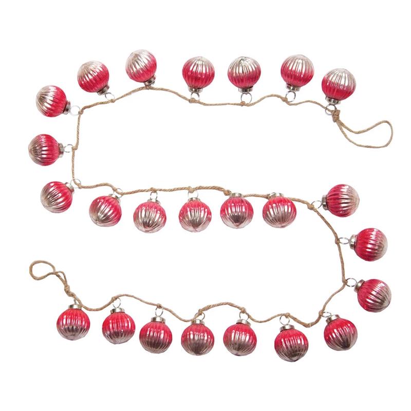 72" Pink Ombre Mercury Glass Ball Ornament Garland