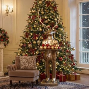 84" Life Size Gold Deer Butler with Tray