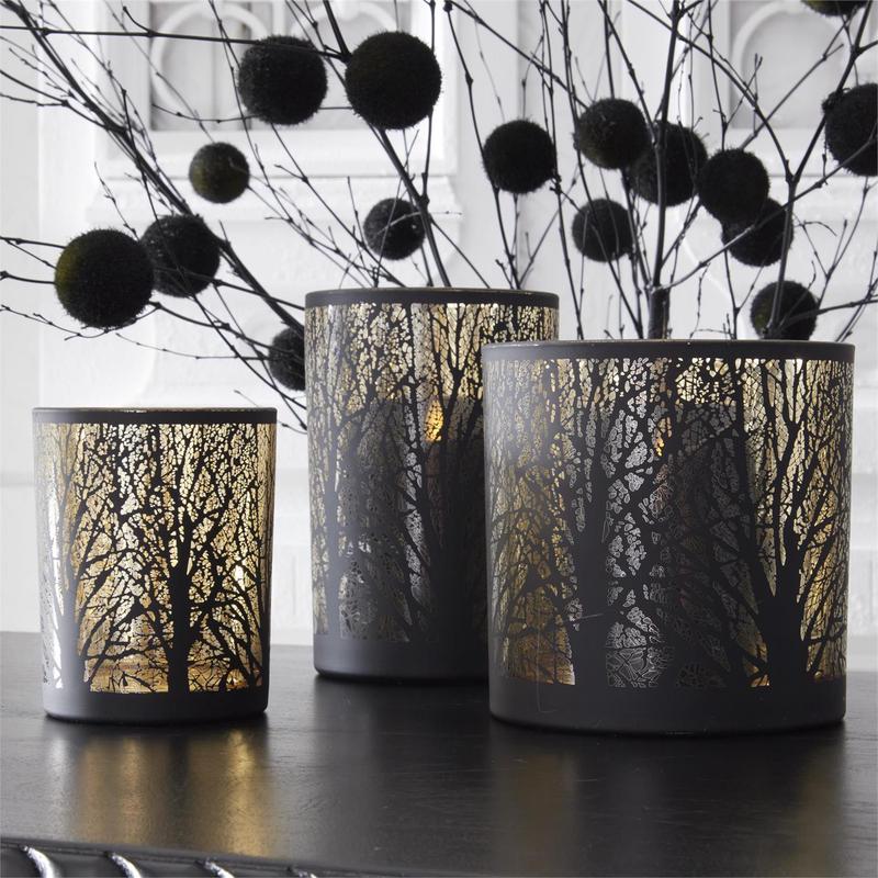 Black Tree with Gold Interior Votive - Choose Size