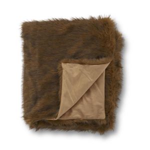 Brown Faux Fur Throw Blanket
