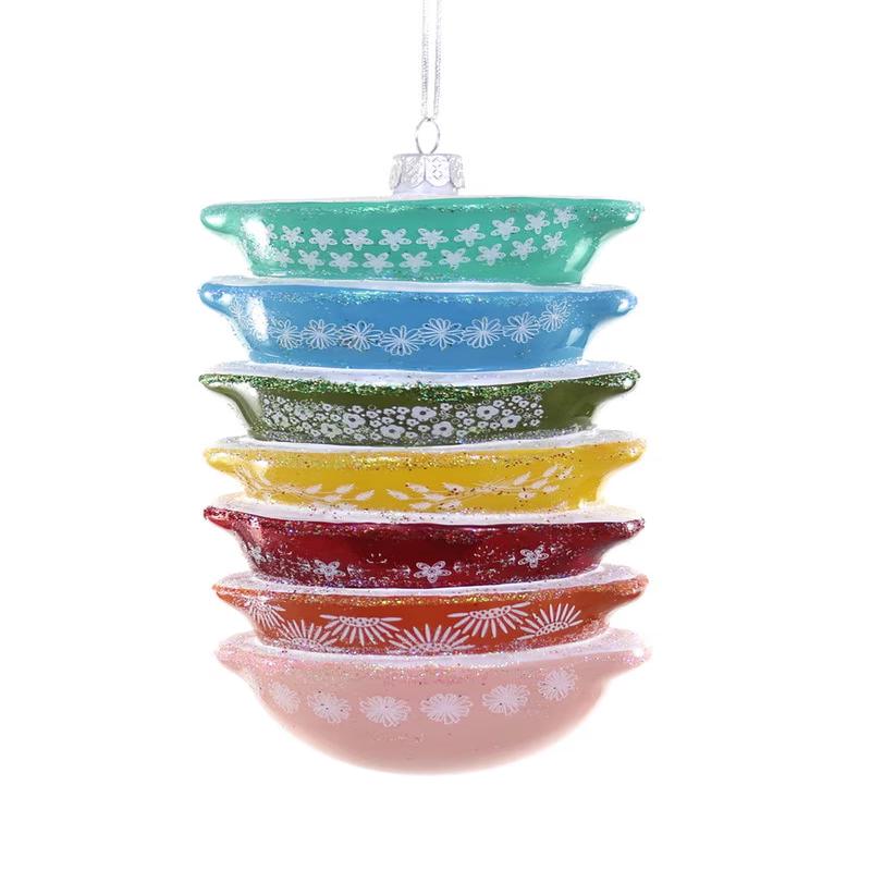 Cody Foster Glass Stacked Rainbow Mixing Bowls Ornament