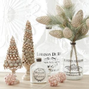 Glittered Pinecone and Acorn Tree on Pedestals - Choose Size