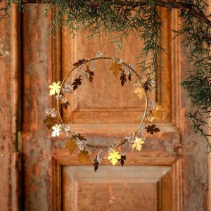 Ice Crystal With Golden Leaf Wreath - Medium