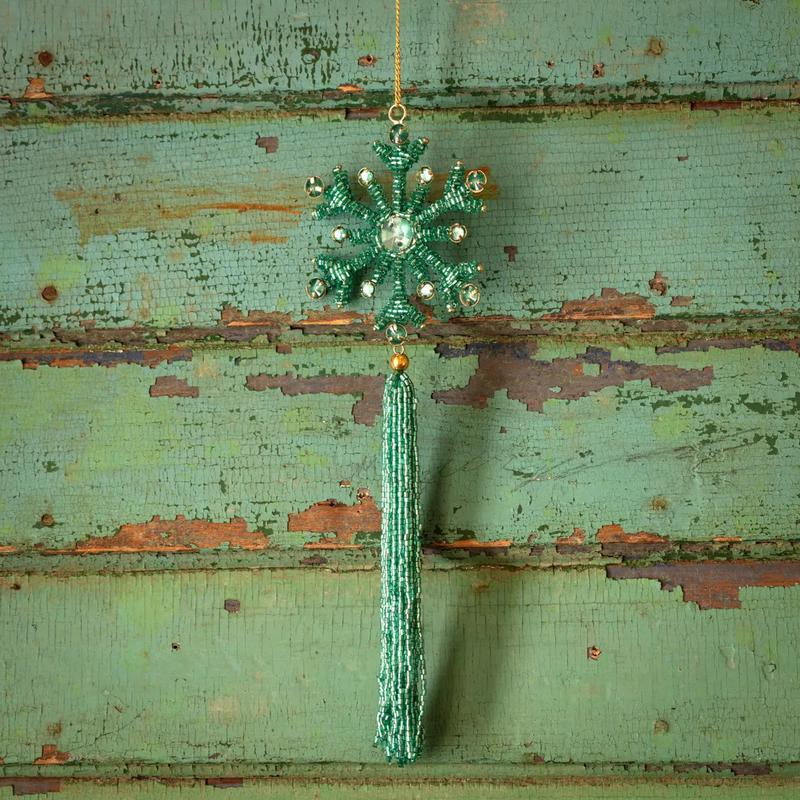Majestic Beaded Star With Tassel Ornament