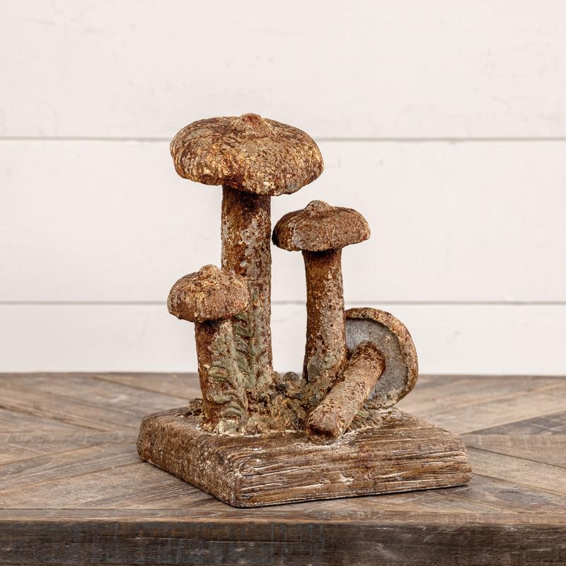 Metal Mushroom Grouping on Stand Statue