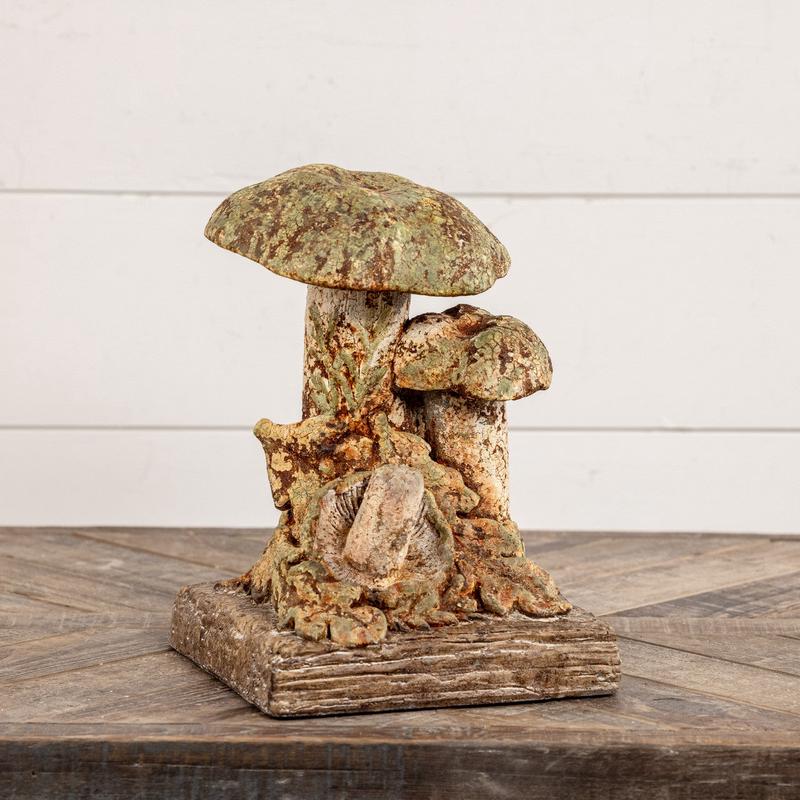 Metal Mushrooms on Stand Statue