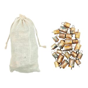 Set of 24  Distressed Gold Metal Bells