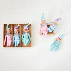 Set of 3 Vintage Style Elf Ornaments