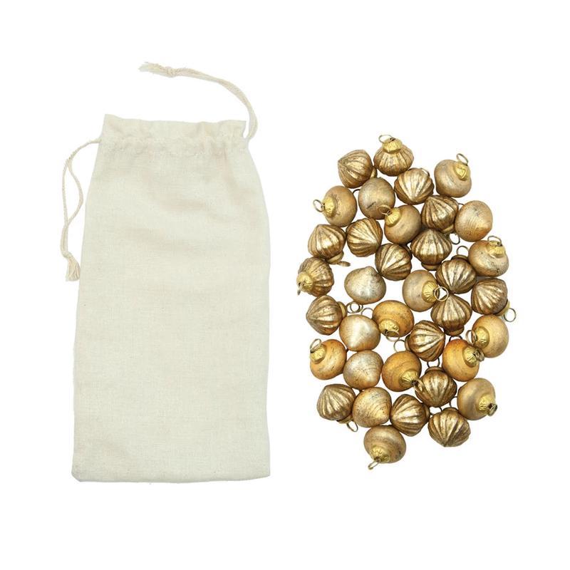 Set of 36 1" Gold Tone Mercury Glass Ornaments