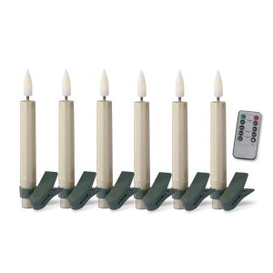 Set of 6.5" Gold Glittered LED Tree Clip Candles with Timer & Rem